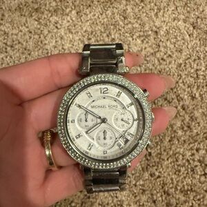 Michael Kors Silver Crystal-Embellished Watch